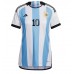 Fotballdrakt Dame Argentina Lionel Messi #10 Hjemmedrakt VM 2022 Kortermet